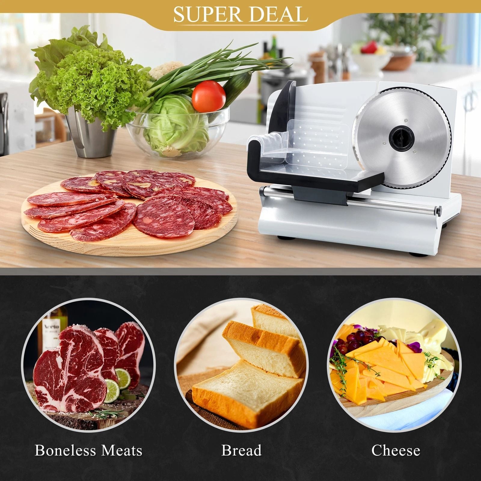 75 Blade 150W Commercial Meat Slicer  Electric Deli  Veggie Cutter For Kitchen  Home 4