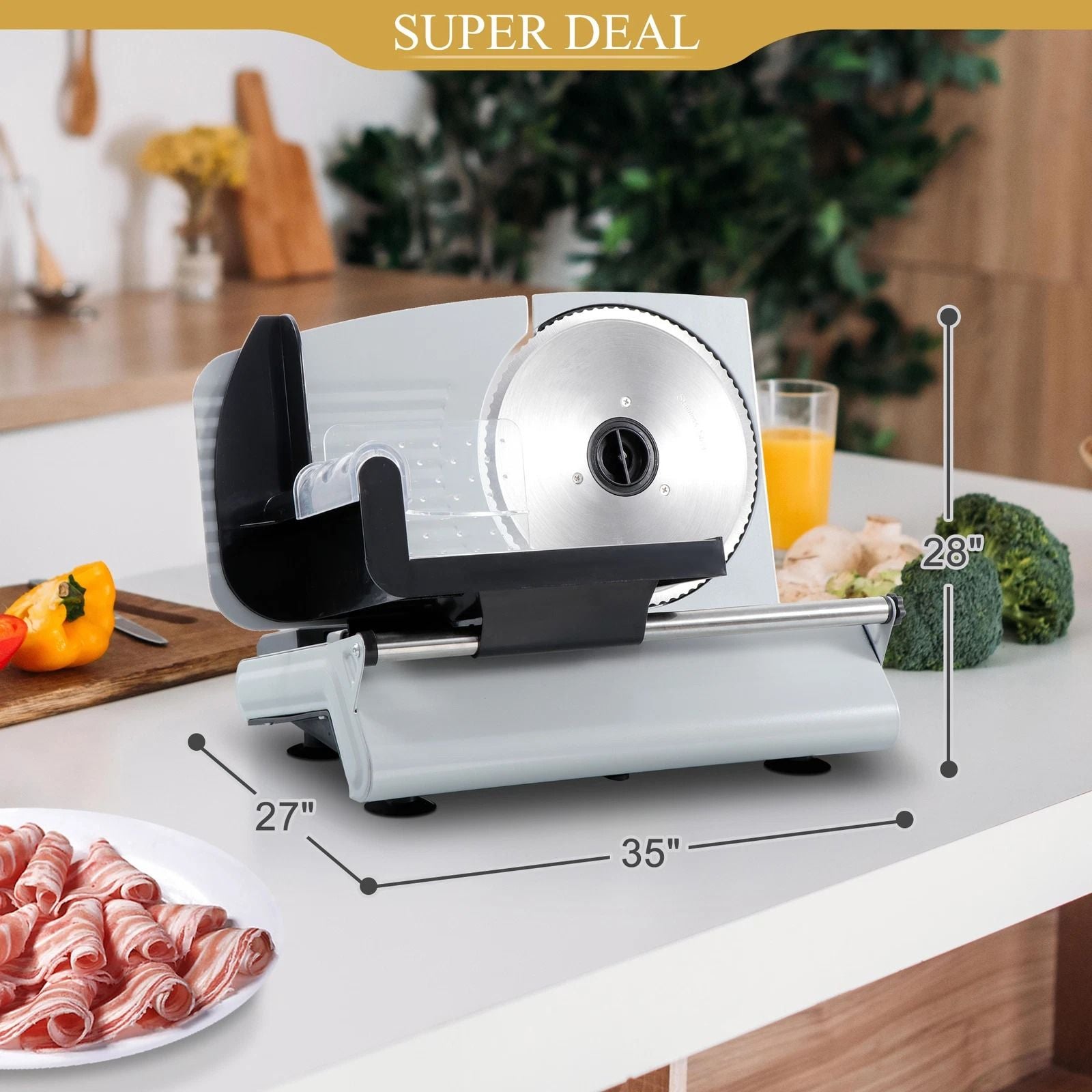 75 Blade 150W Commercial Meat Slicer  Electric Deli  Veggie Cutter For Kitchen  Home 10
