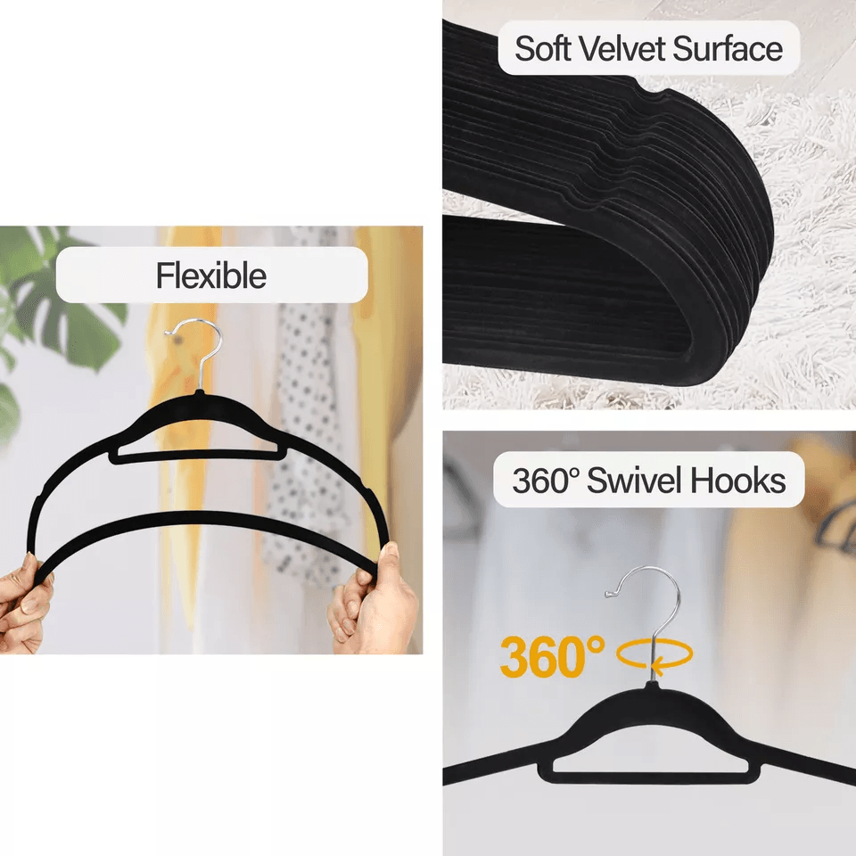 Premium Sturdy Rotatable Clothes Hangers For Suits Shirts Pants Space Saving NonSlip Velvet Hanger  4