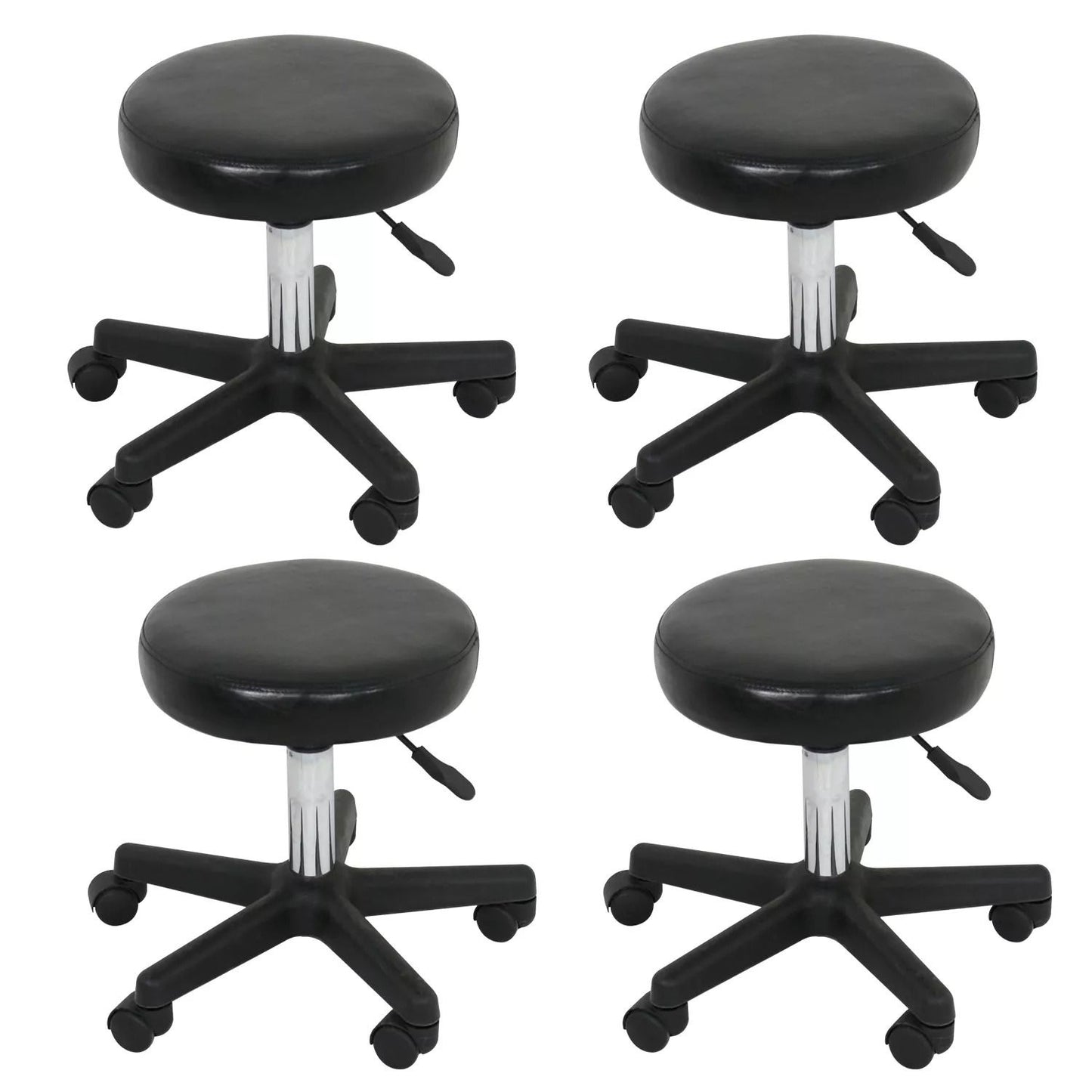 4 PCS Adjustable Height Tattoo Stool – Salon Spa Rolling Chair with Hydraulic Lift for Facial Massage & Barber Shop