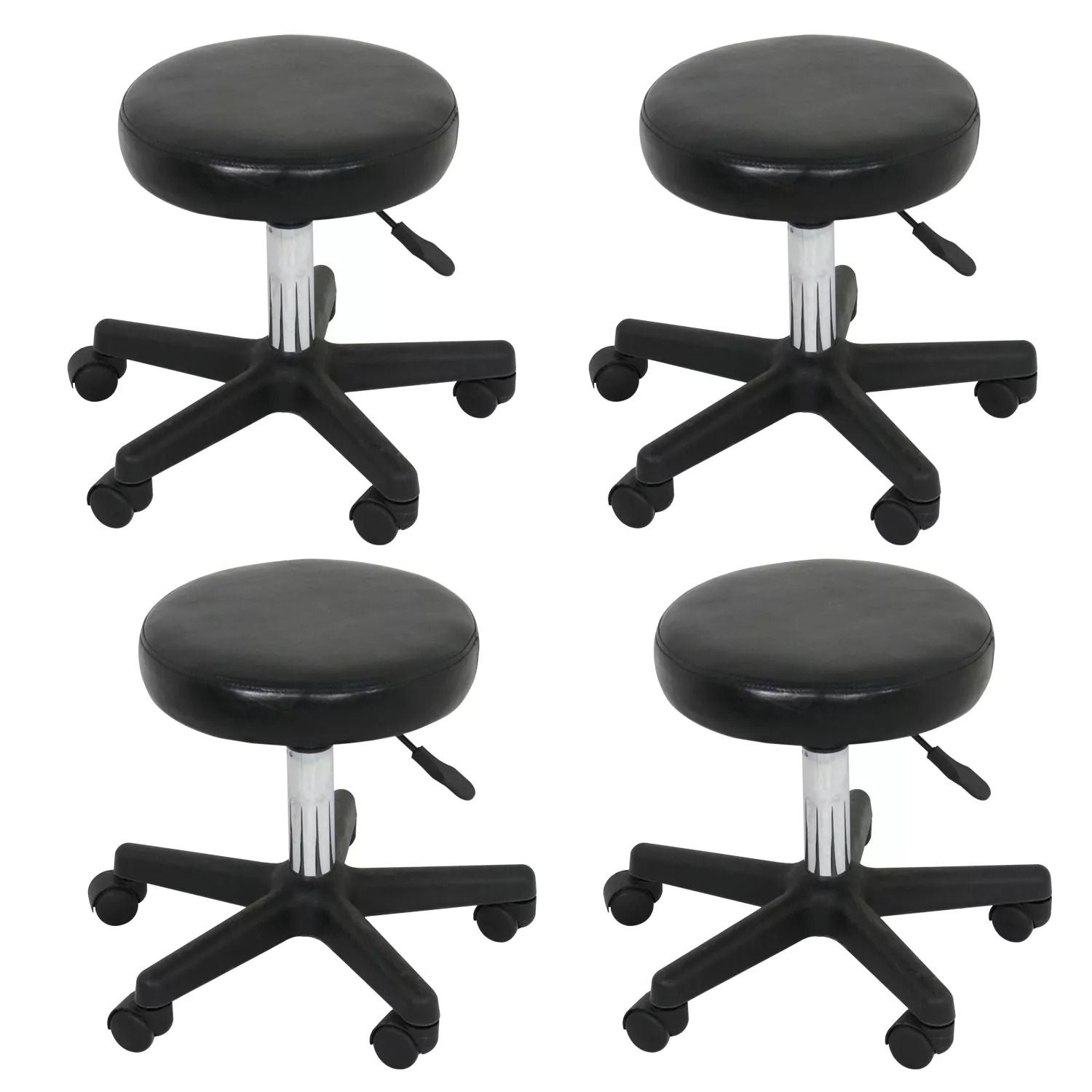 4 PCS Adjustable Height Tattoo Stool – Salon Spa Rolling Chair with Hydraulic Lift for Facial Massage & Barber Shop