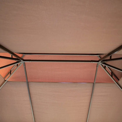 CoffeeColored Patio Gazebo 10x13ft Aluminum Frame With Mesh Netting  2Tier Roof 3