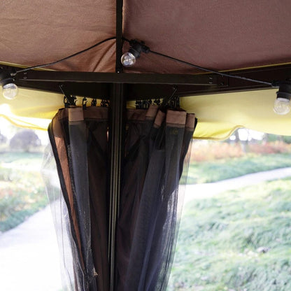CoffeeColored Patio Gazebo 10x13ft Aluminum Frame With Mesh Netting  2Tier Roof 2