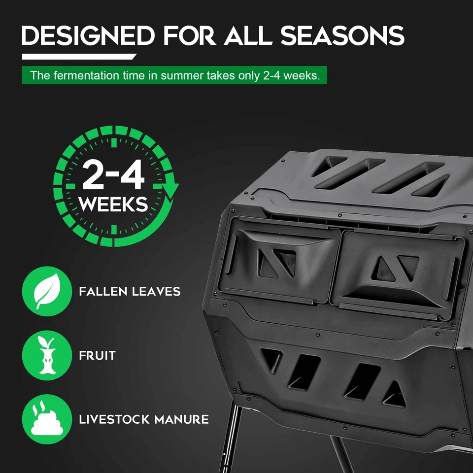 Compost Tumbler Dual Rotating Outdoor Garden Compost Bin For Fast Efficient Composting 5