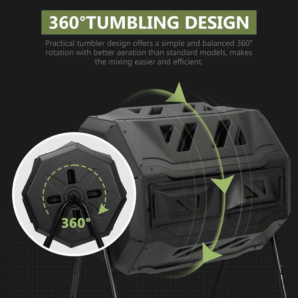 Compost Tumbler Dual Rotating Outdoor Garden Compost Bin For Fast Efficient Composting 4