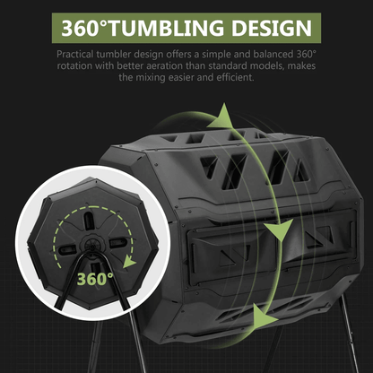 Compost Tumbler Dual Rotating Outdoor Garden Compost Bin For Fast Efficient Composting 4