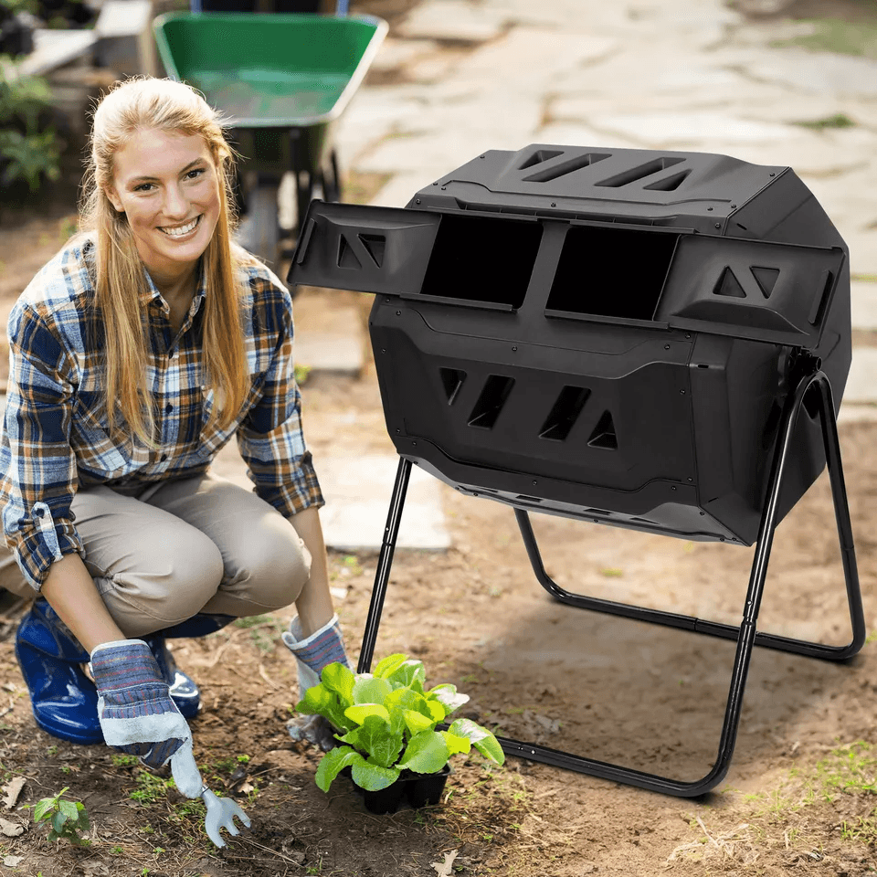 Compost Tumbler Dual Rotating Outdoor Garden Compost Bin For Fast Efficient Composting 2