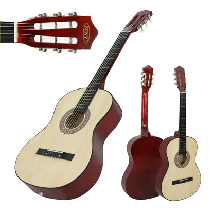 38 Wooden Beginners Acoustic Guitar Set With Case Strap Pick  Natural Finish For RightHanded Player 8