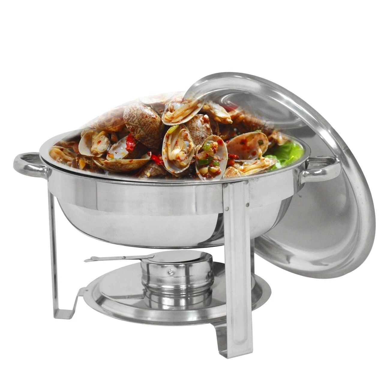 3 Pack Round Chafing Dishes 5 Stainless Steel FullSize Buffet Tray Set For Catering Weddings  Event 6