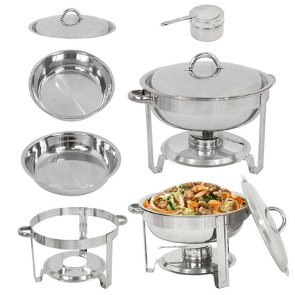 3 Pack Round Chafing Dishes 5 Stainless Steel FullSize Buffet Tray Set For Catering Weddings  Event 11