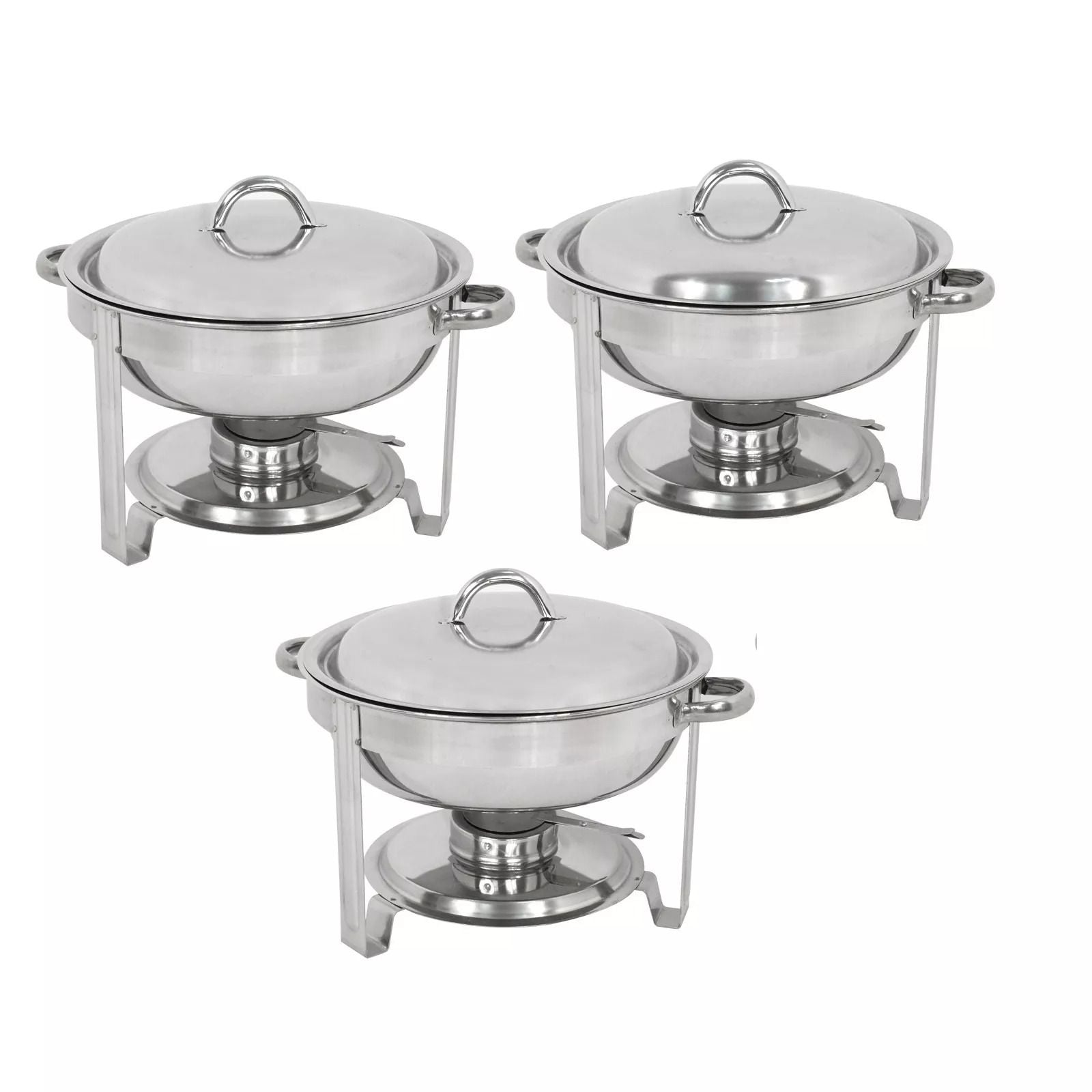 3 Pack Round Chafing Dishes 5 Stainless Steel Full-Size Buffet Tray Set for Catering, Weddings & Events