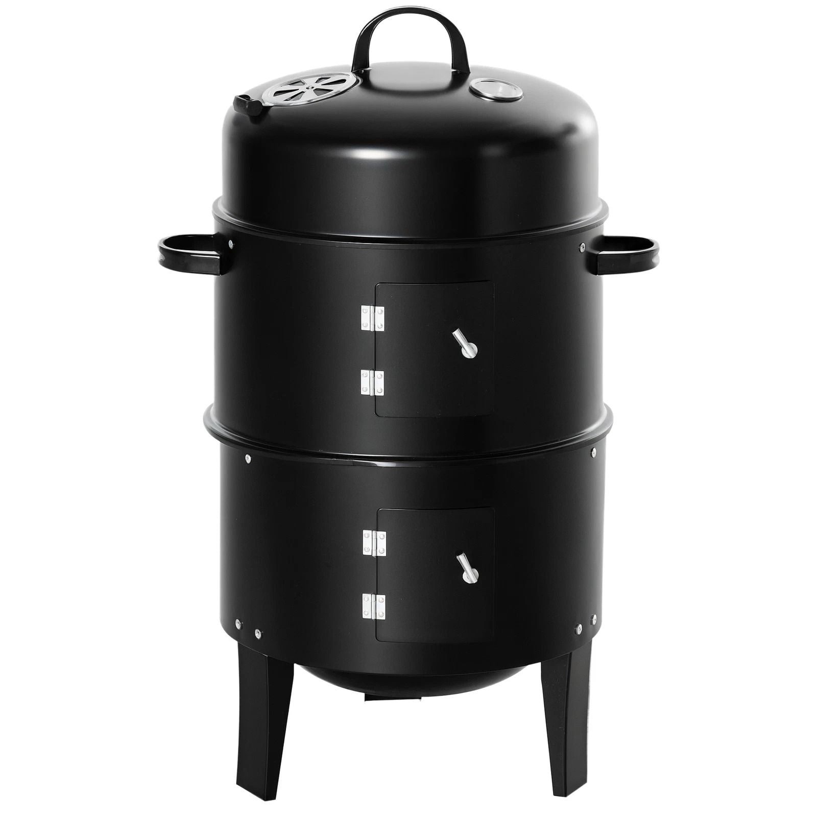 HeavyDuty Charcoal Smoker  Grill Outdoor BBQ With 2 Cooking Racks  BuiltIn Heat Thermometer 3