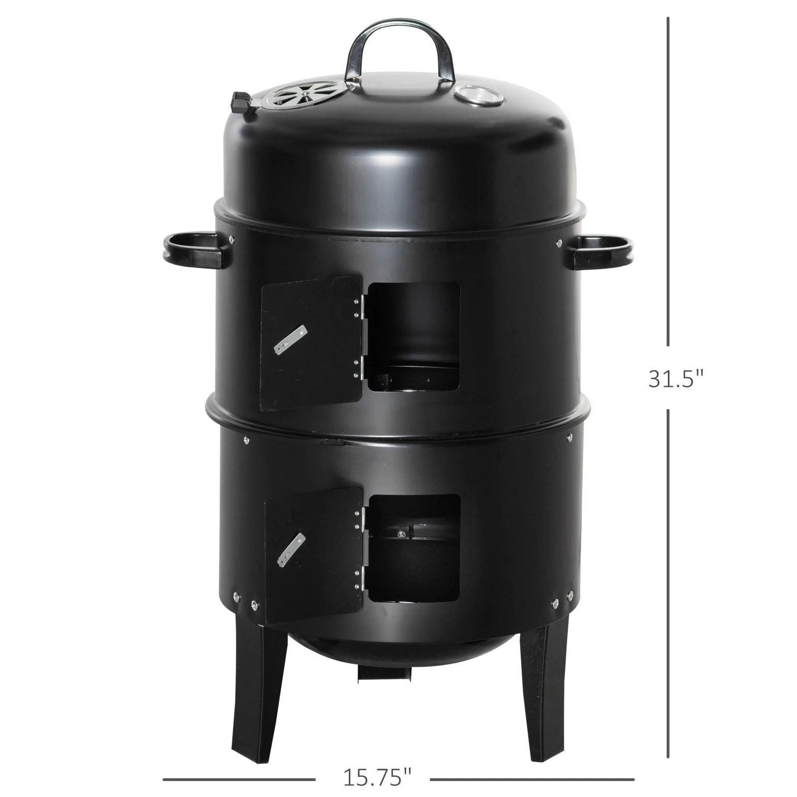 HeavyDuty Charcoal Smoker  Grill Outdoor BBQ With 2 Cooking Racks  BuiltIn Heat Thermometer 7