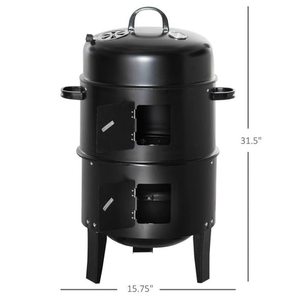 HeavyDuty Charcoal Smoker  Grill Outdoor BBQ With 2 Cooking Racks  BuiltIn Heat Thermometer 7