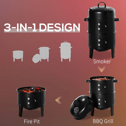 HeavyDuty Charcoal Smoker  Grill Outdoor BBQ With 2 Cooking Racks  BuiltIn Heat Thermometer 4