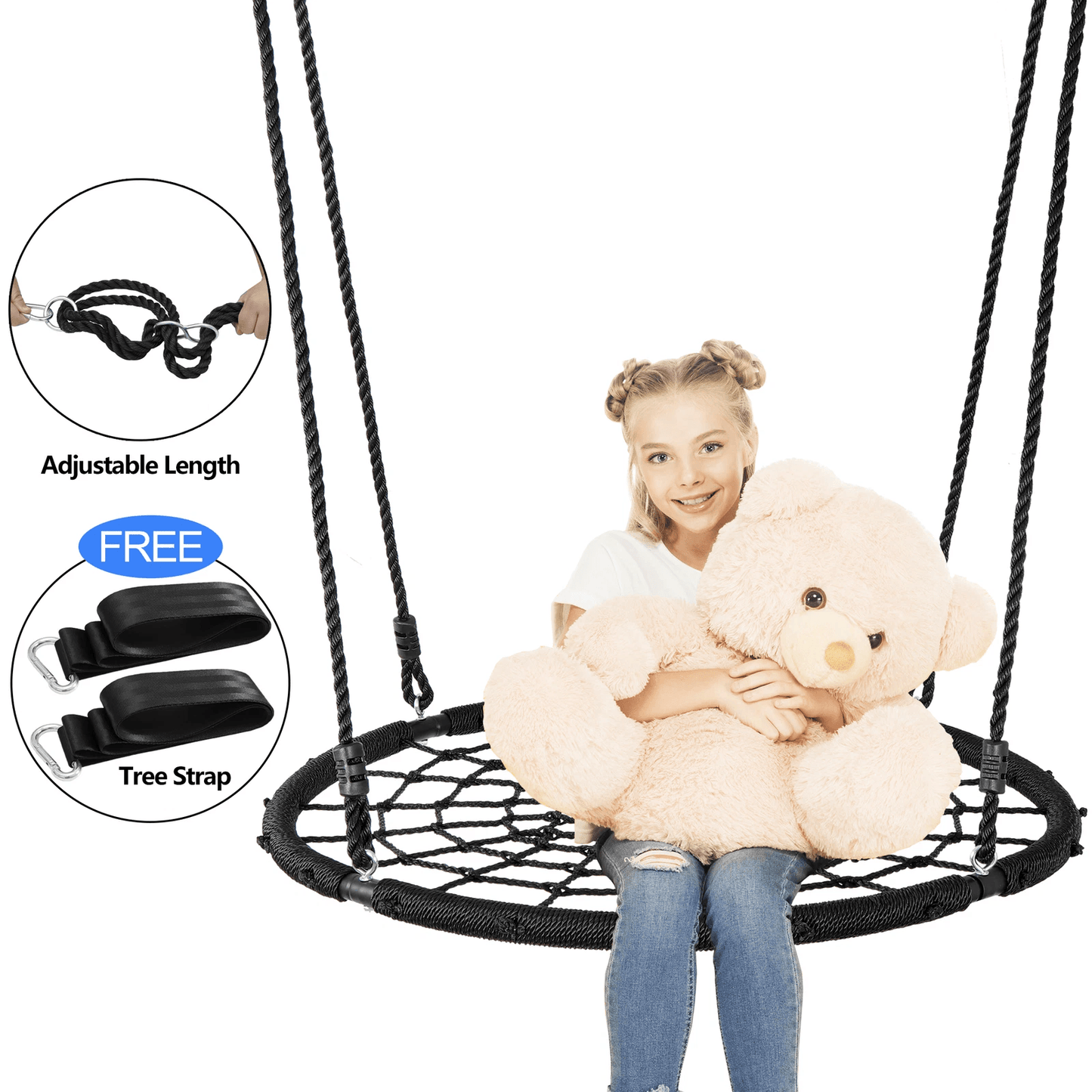 Spider Web Tree Net Swing, Heavy Duty, Safe Nylon Rope, EZ Setup