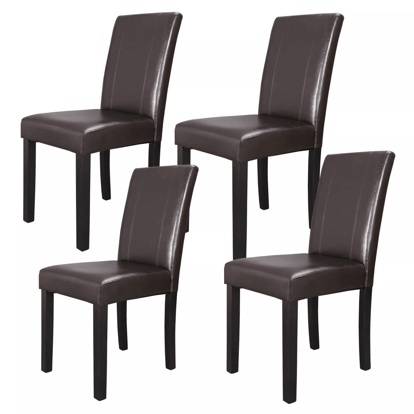 Formal Dining Room Chairs Set, Parson Style with Leather Accent and Solid Wood Legs, Modern Upholstered Dining Chairs