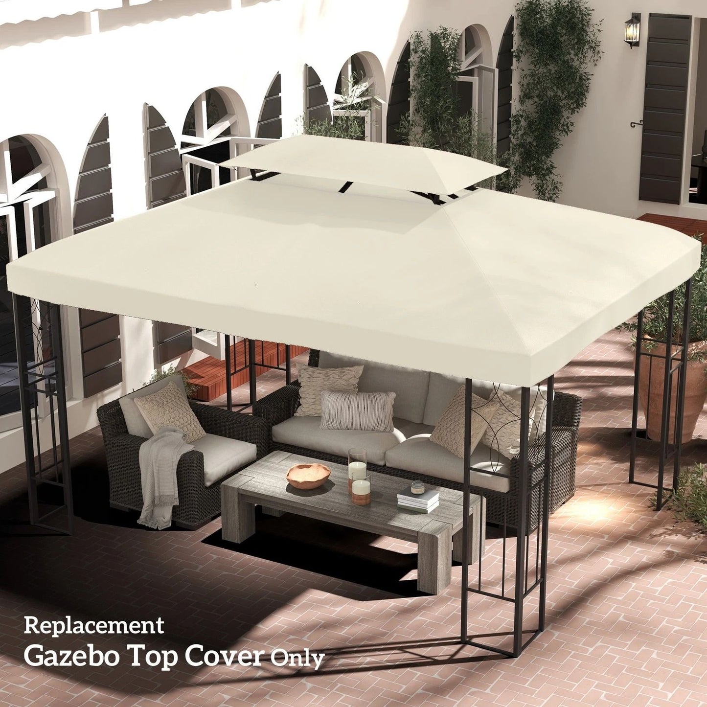Replacement Gazebo Canopy Top Cover 13x10ft 2Tier Cream White Patio Shade 1