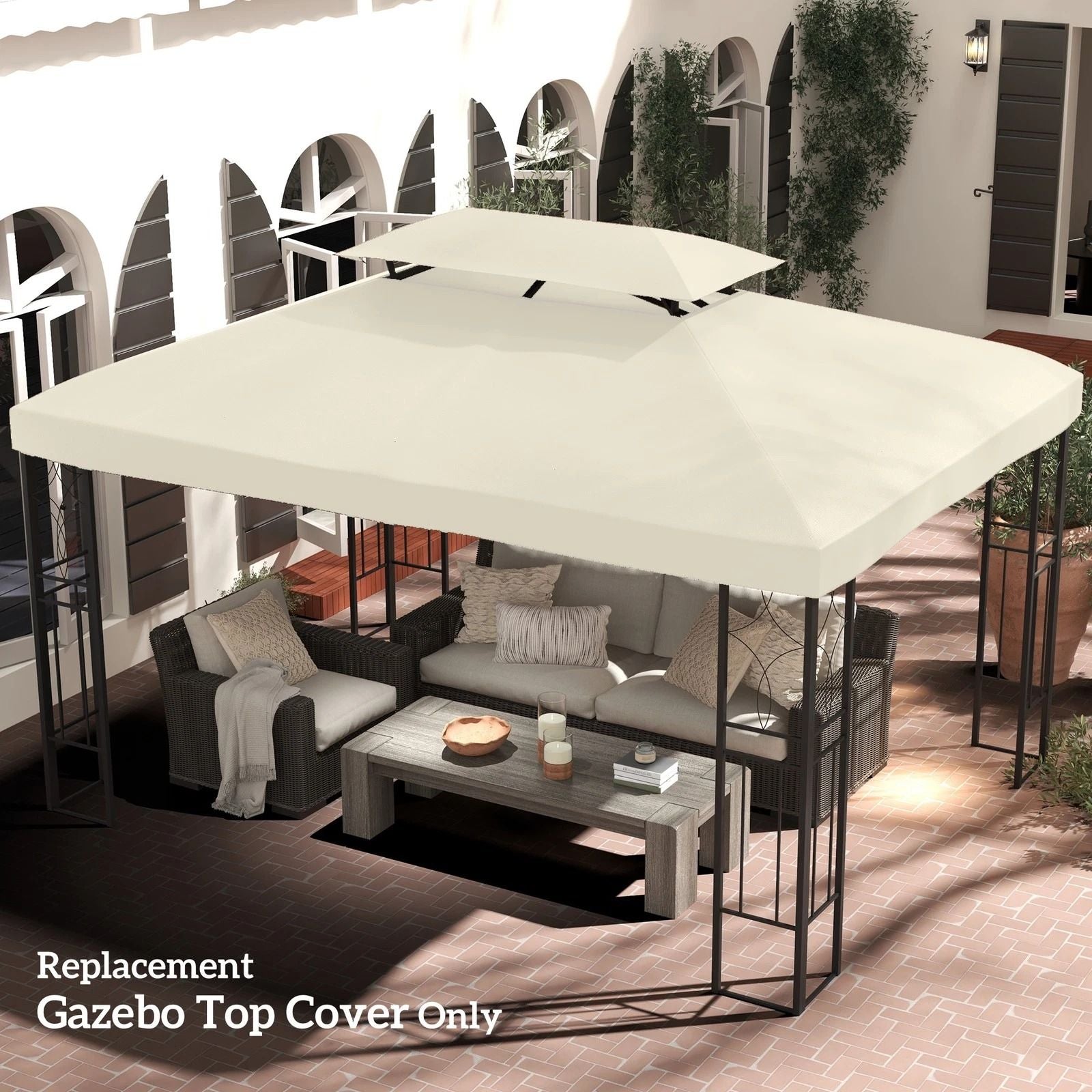Replacement Gazebo Canopy Top Cover 13x10ft 2Tier Cream White Patio Shade 1