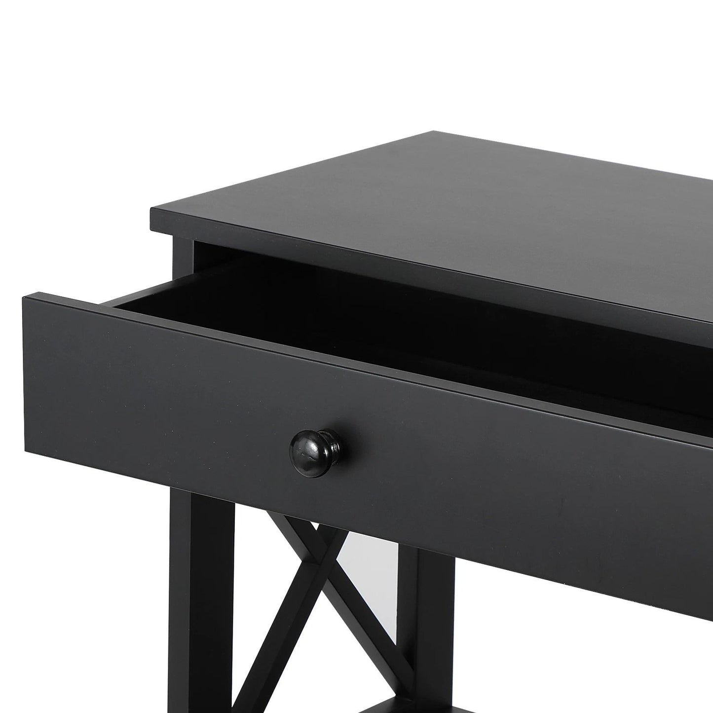Black Console Table With Drawer  Storage Shelf  Sturdy Sofa Table Hallway Furniture For Living Room 1