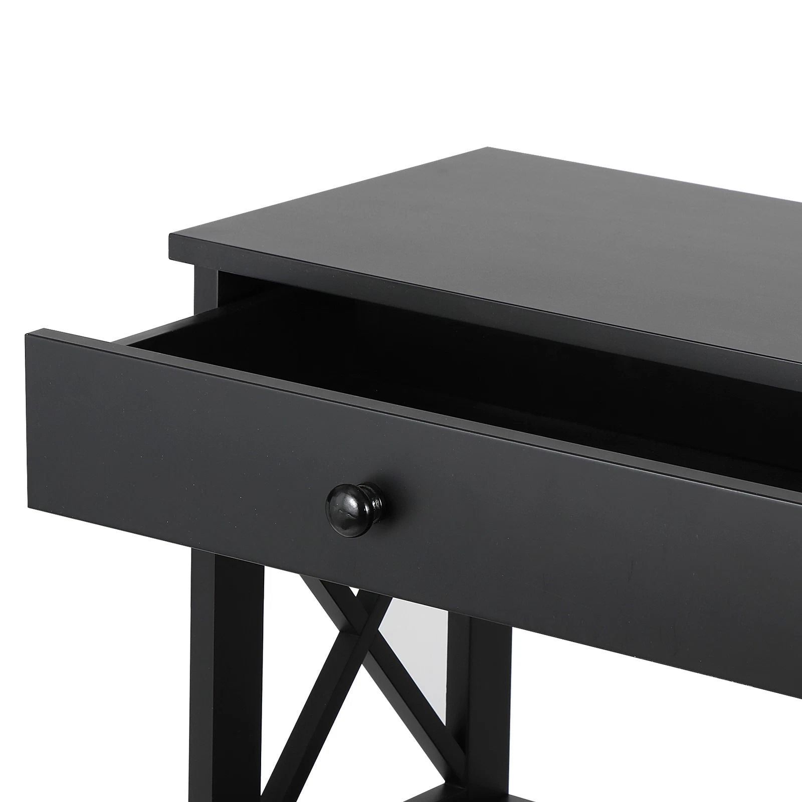 Black Console Table With Drawer  Storage Shelf  Sturdy Sofa Table Hallway Furniture For Living Room 1