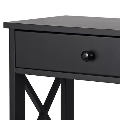Black Console Table With Drawer  Storage Shelf  Sturdy Sofa Table Hallway Furniture For Living Room 2