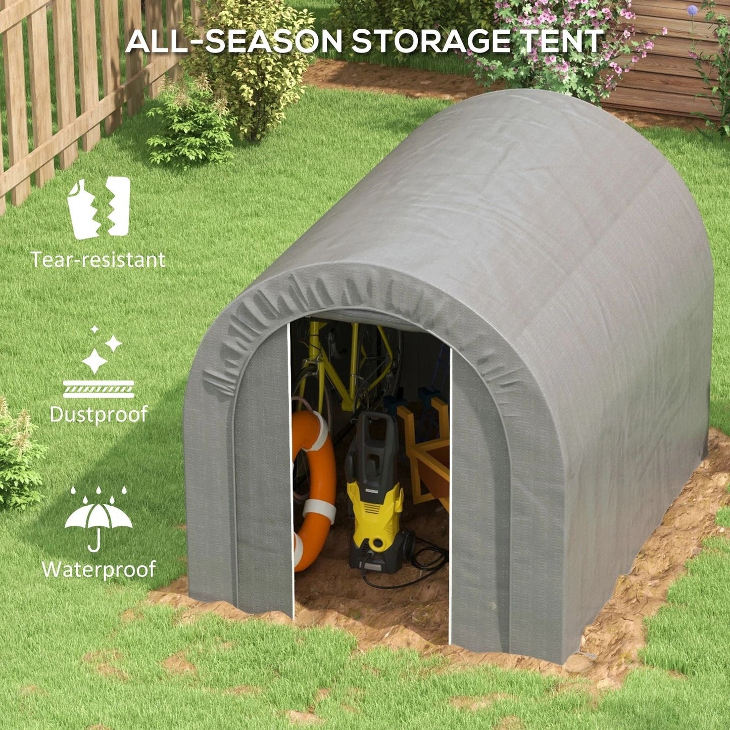 Outsunny 6x8ft Heavy Duty Outdoor Storage Shed Waterproof  Portable Garden Shed 3