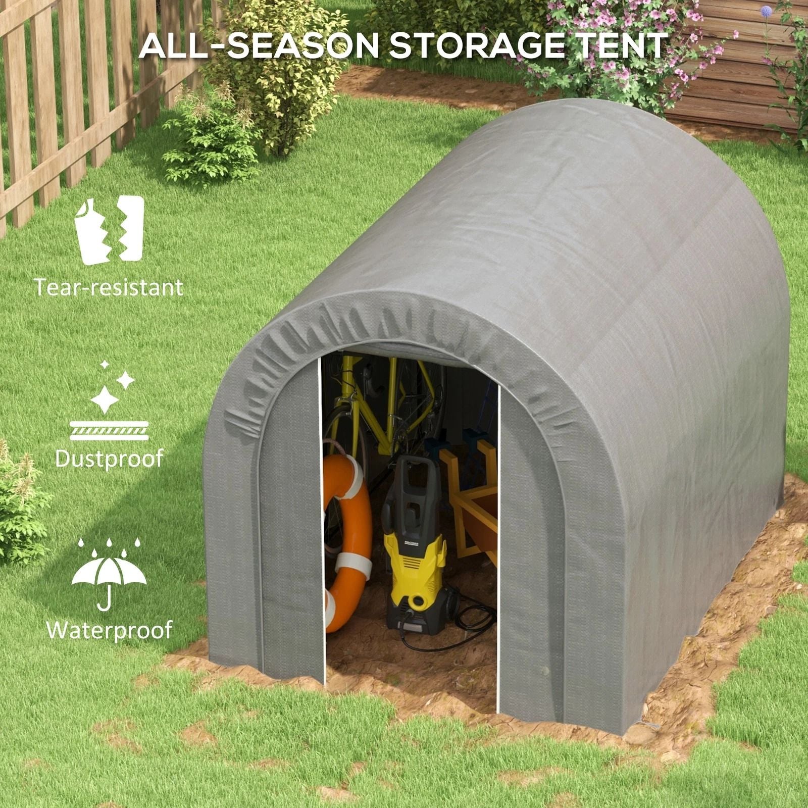 Outsunny 6x8ft Heavy Duty Outdoor Storage Shed Waterproof  Portable Garden Shed 3