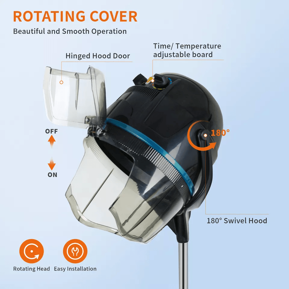 Professional Hair Bonnet Dryer For Hot Perms Adjustable Height Salon Use 2