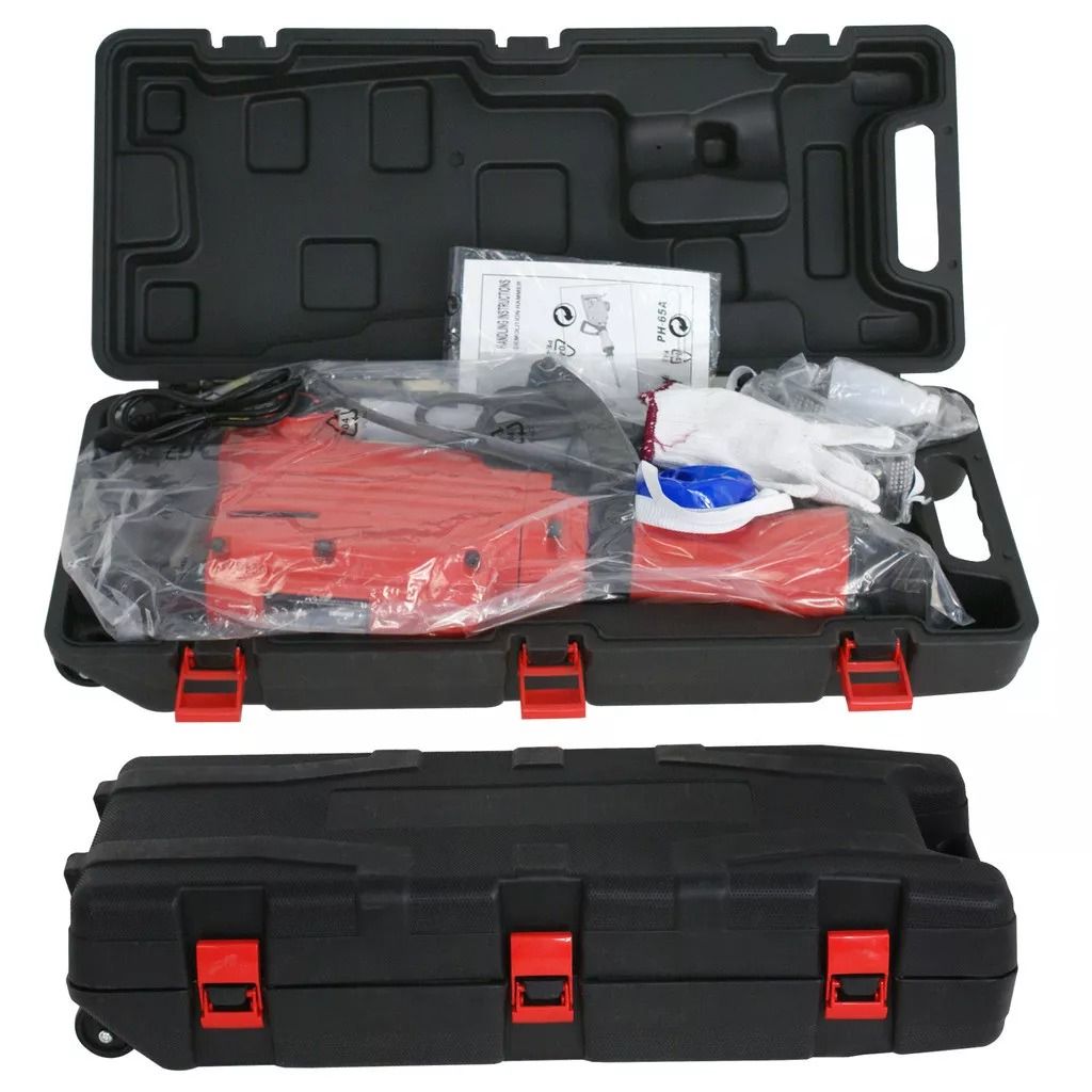 2200W Electric Demolition Jack Hammer  HeavyDuty Concrete Breaker With 2 Chisel Bit Bull Point Flat 6