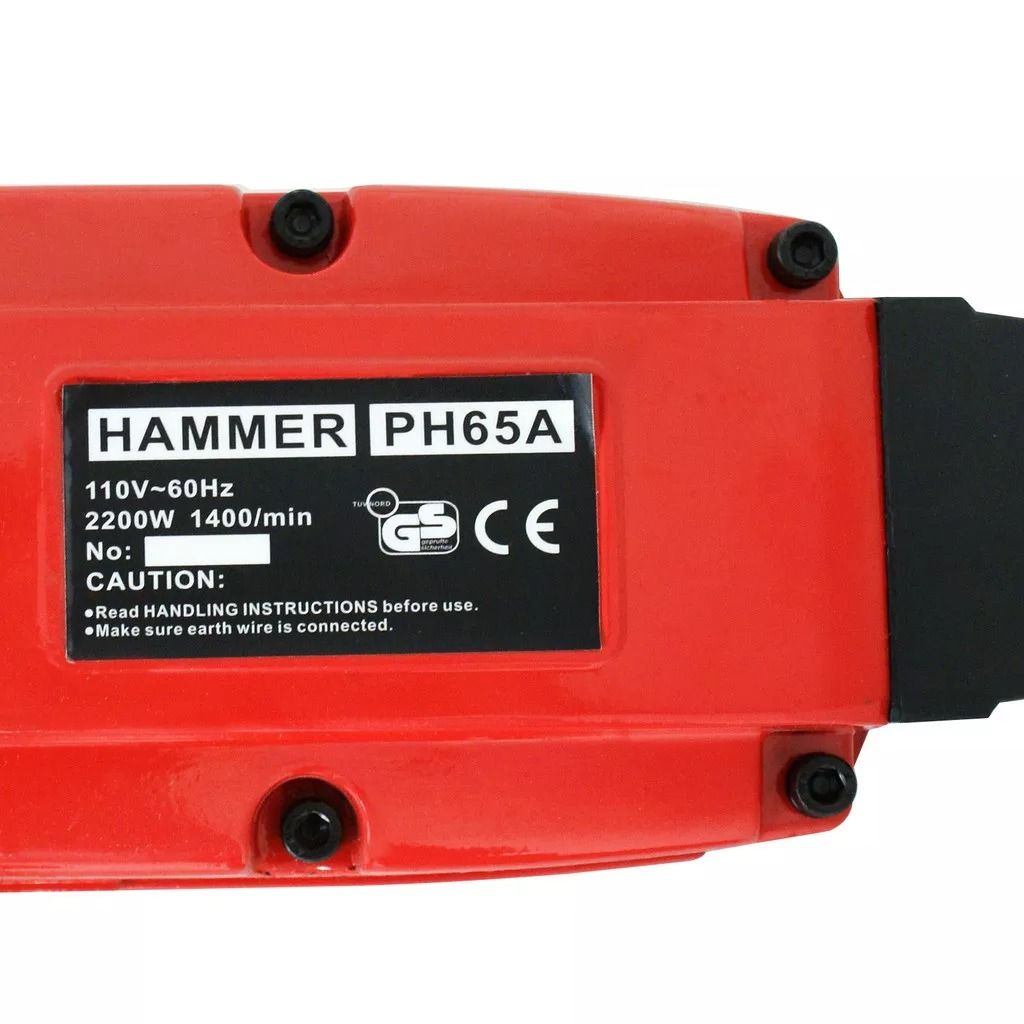 2200W Electric Demolition Jack Hammer  HeavyDuty Concrete Breaker With 2 Chisel Bit Bull Point Flat 5