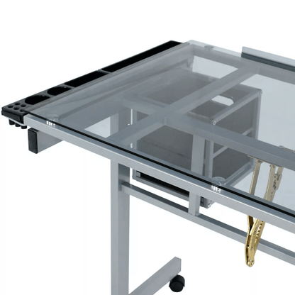 Tempered Glass Adjustable Rolling Drawing Drafting Table Professional Art  Craft Work Station With  8