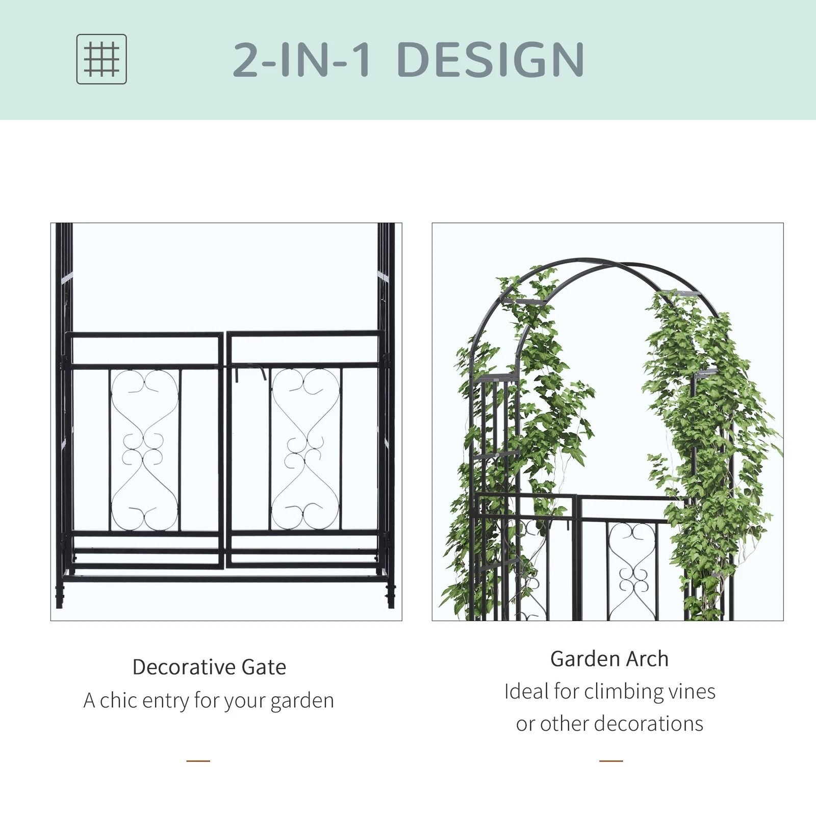 HeavyDuty Metal Garden Arch 675 Outdoor Arbor For Weddings Climbing Plants  Decorative Hearts Desig 5