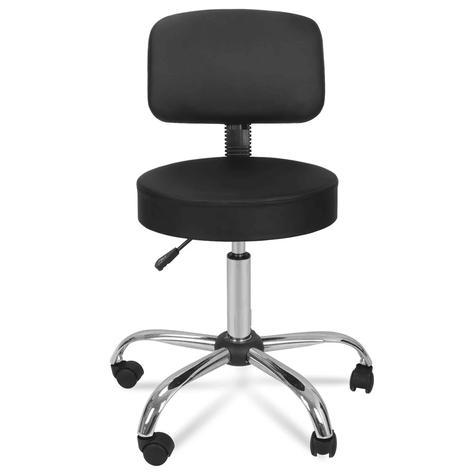 Adjustable Black Rolling Medical Spa Salon Stool With Backrest Cushion Swivel Chair For Tattoo Faci 2