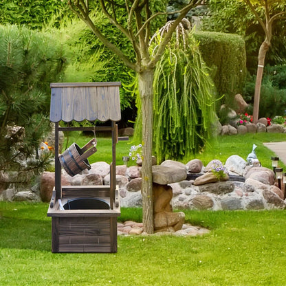 Outdoor Wishing Well Fountain Wooden Decorative Water Feature For Backyard  Garden 3