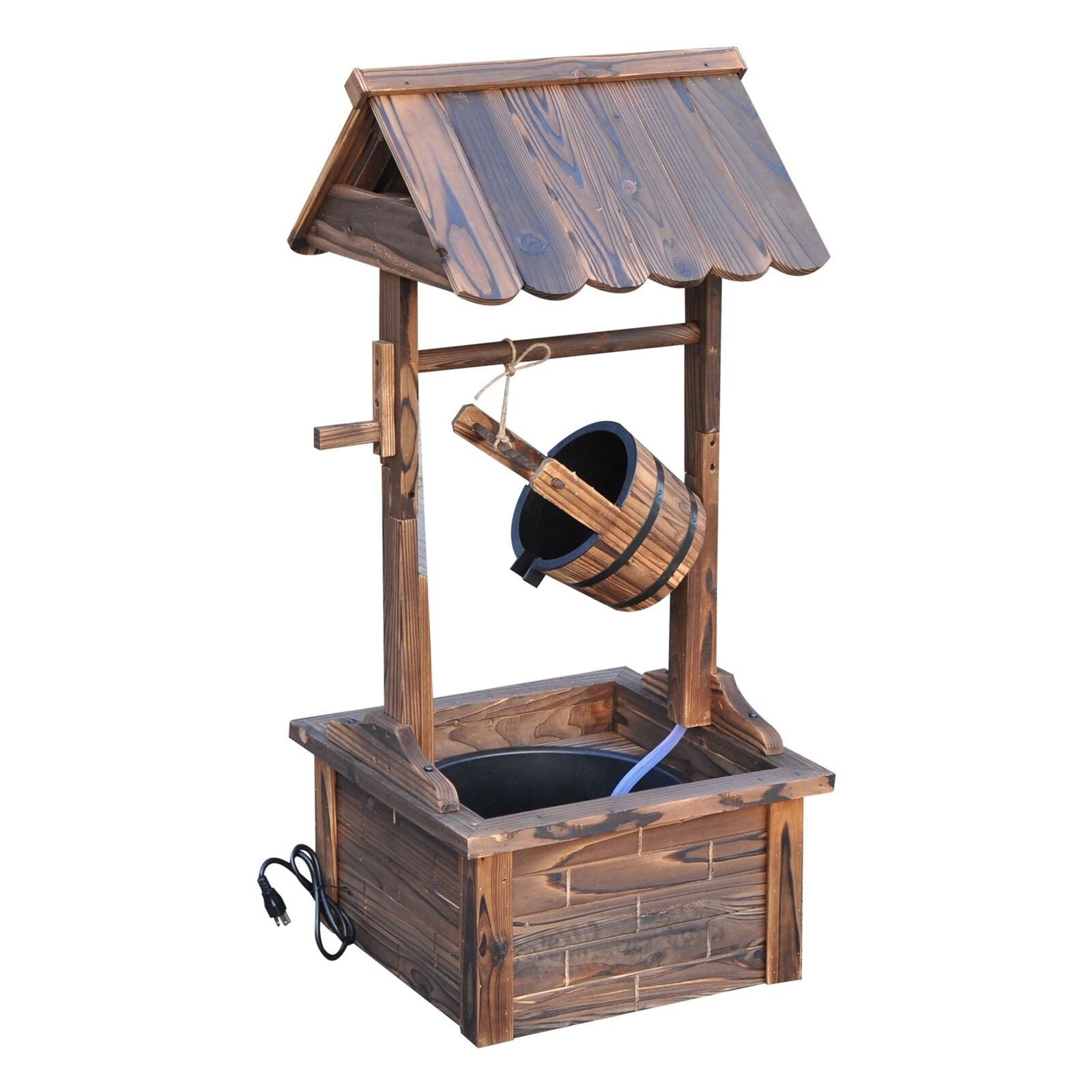 Outdoor Wishing Well Fountain Wooden Decorative Water Feature For Backyard  Garden 4