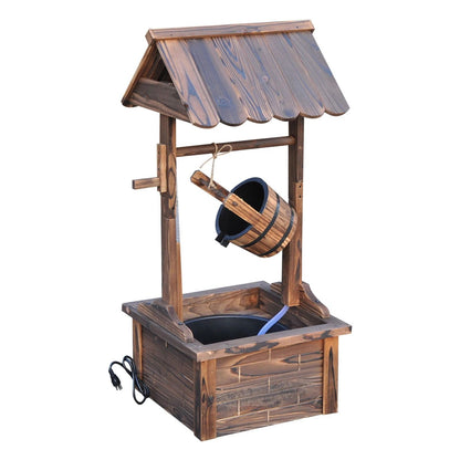 Outdoor Wishing Well Fountain Wooden Decorative Water Feature For Backyard  Garden 4
