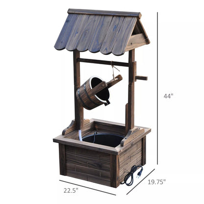 Outdoor Wishing Well Fountain Wooden Decorative Water Feature For Backyard  Garden 8