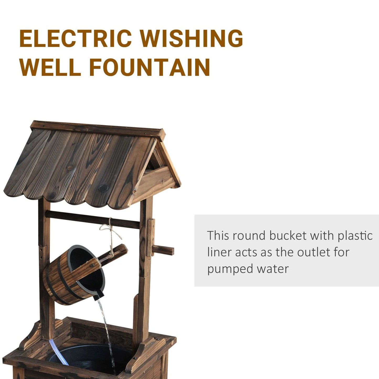 Outdoor Wishing Well Fountain Wooden Decorative Water Feature For Backyard  Garden 5