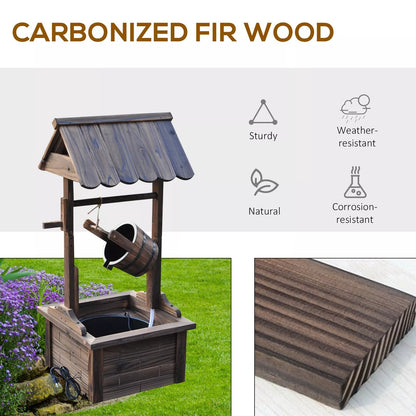 Outdoor Wishing Well Fountain Wooden Decorative Water Feature For Backyard  Garden 6