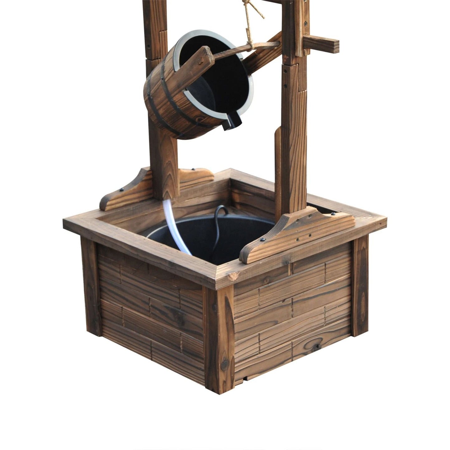 Outdoor Wishing Well Fountain Wooden Decorative Water Feature For Backyard  Garden 7