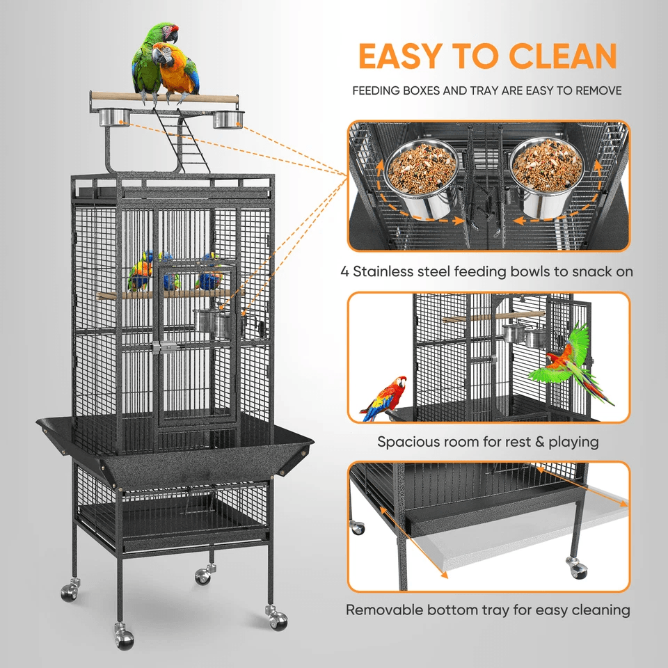 Large Parrot Cage With Stand Pet Bird Play Top For Parakeet Finch  Conure Steel Cage  Perches 1