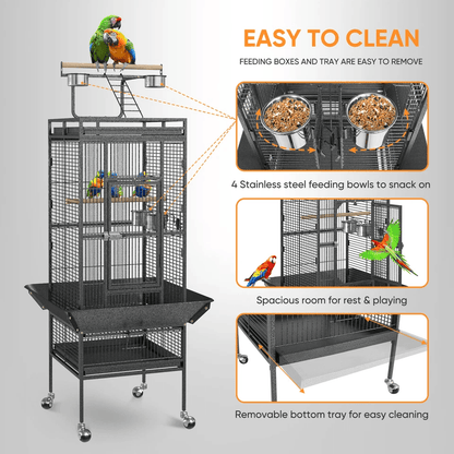Large Parrot Cage With Stand Pet Bird Play Top For Parakeet Finch  Conure Steel Cage  Perches 1