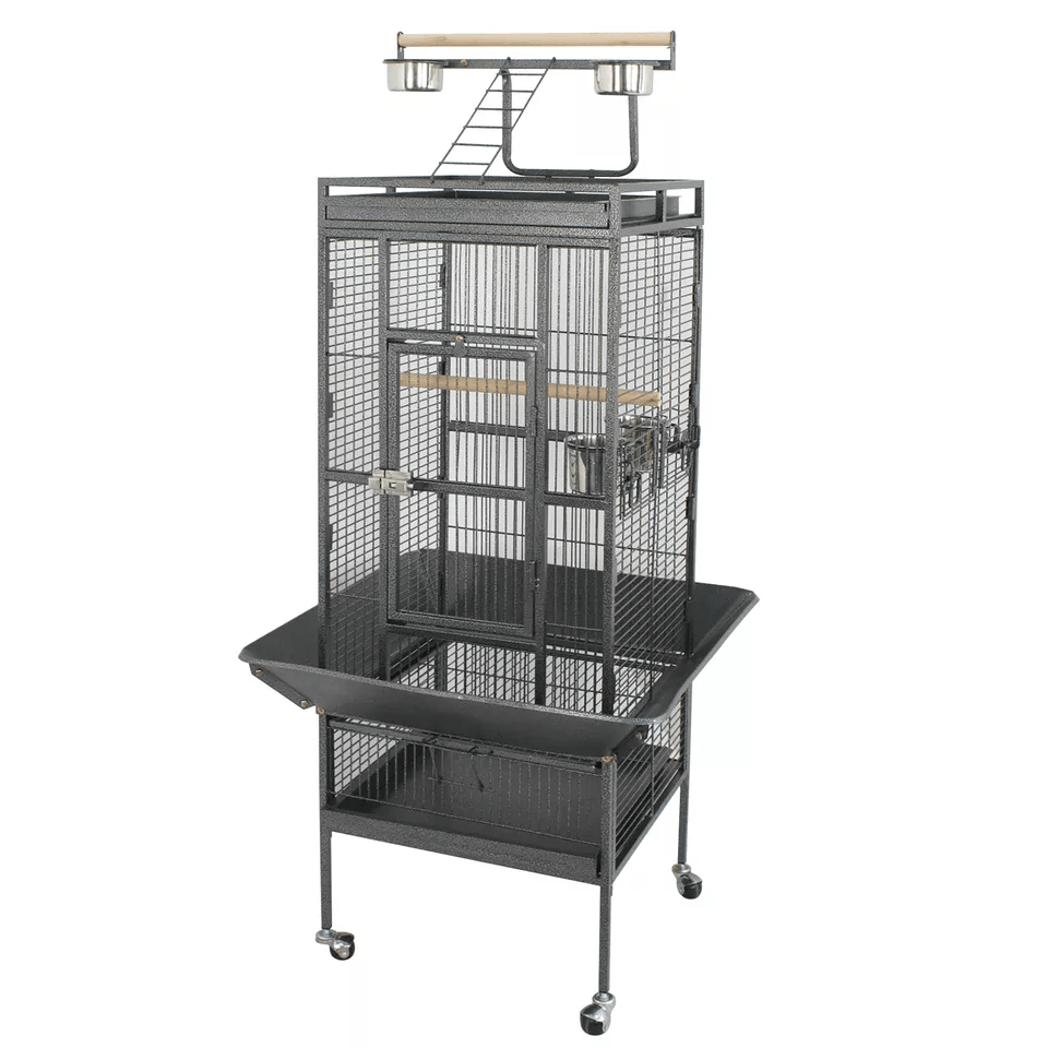 Large Parrot Cage with Stand, Pet Bird Play Top for Parakeet, Finch & Conure, Steel Cage & Perches