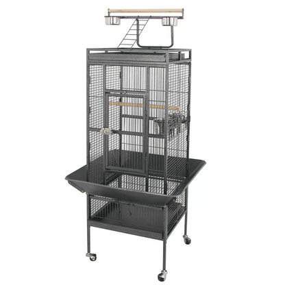 Large Parrot Cage with Stand, Pet Bird Play Top for Parakeet, Finch & Conure, Steel Cage & Perches