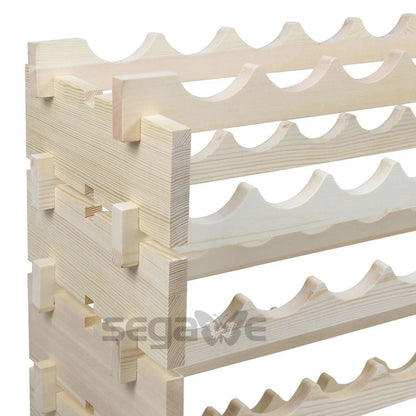 72 Bottles Wine Rack Holder  6Tier Stackable Solid Wood Storage Display Shelves For Wine Lovers 8