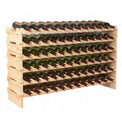 72 Bottles Wine Rack Holder – 6-Tier Stackable Solid Wood Storage Display Shelves for Wine Lovers