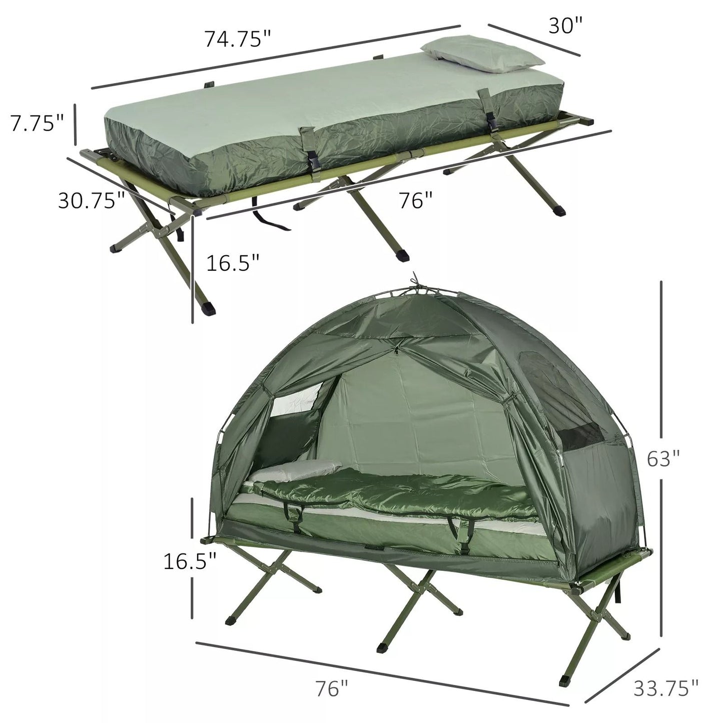 Outdoor Elevated Camping Cot AllinOne 1Person Tent Air Mattress  Sleeping Bag 6
