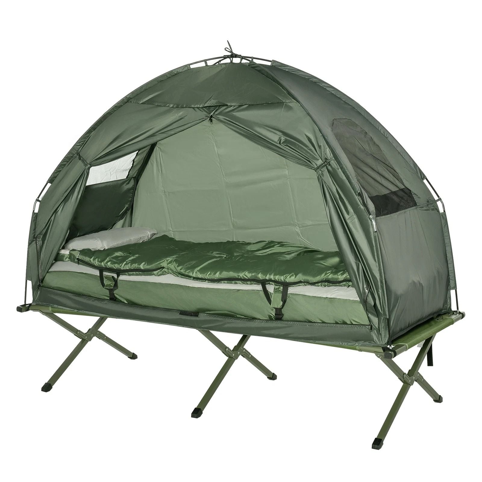 Outdoor Elevated Camping Cot AllinOne 1Person Tent Air Mattress  Sleeping Bag 5