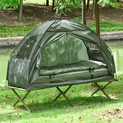 Outdoor Elevated Camping Cot AllinOne 1Person Tent Air Mattress  Sleeping Bag 1